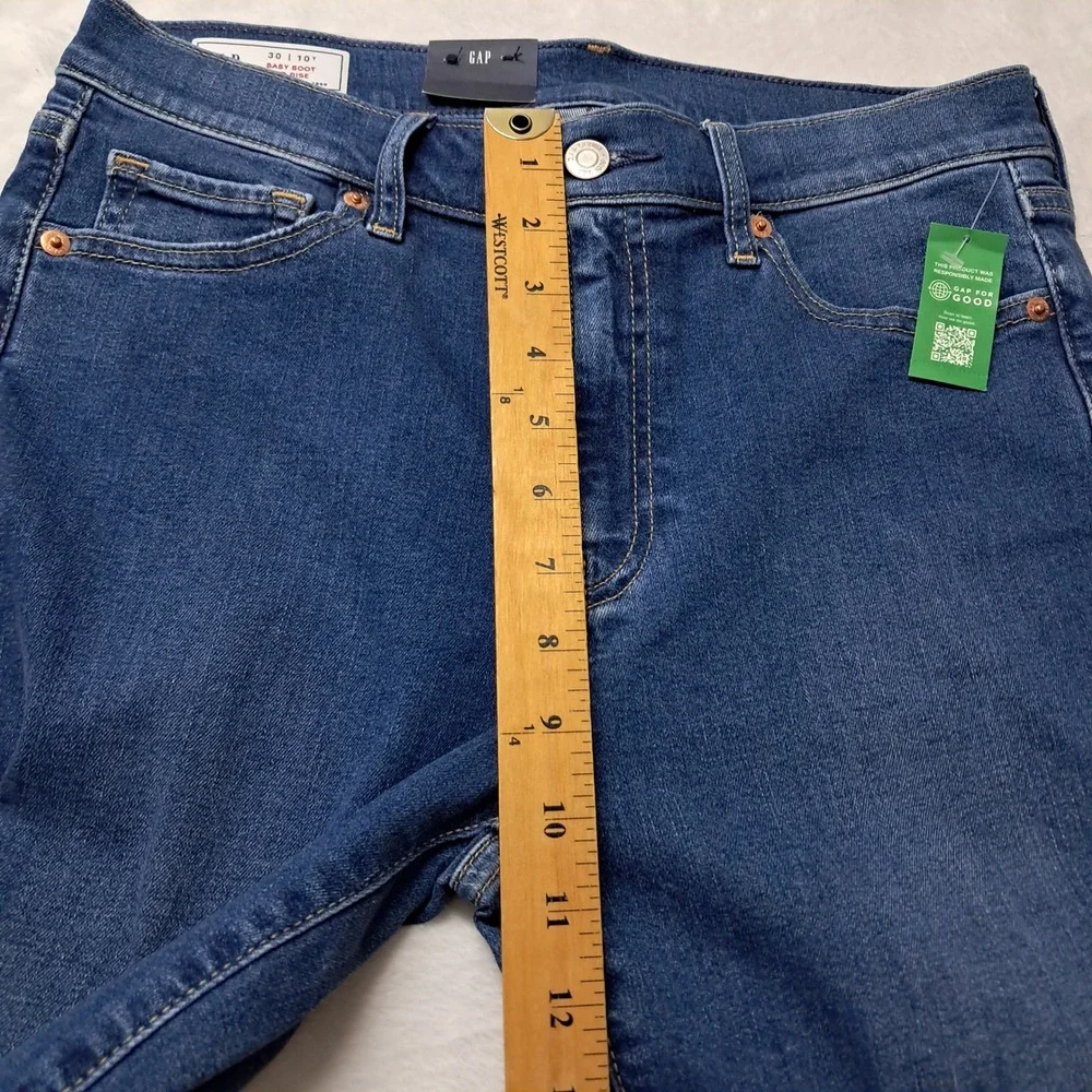 NWT Gap Baby Boot Jeans Womens 30/10 Tall Blue Mid Rise Medium WashStretch Denim